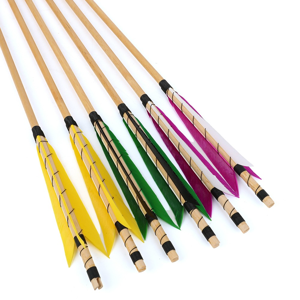 [Copy]AME ARCHERY 32" Traditional Wooden Arrow 8/9/10/11/12/13mm Turkey Feather(12pcs)