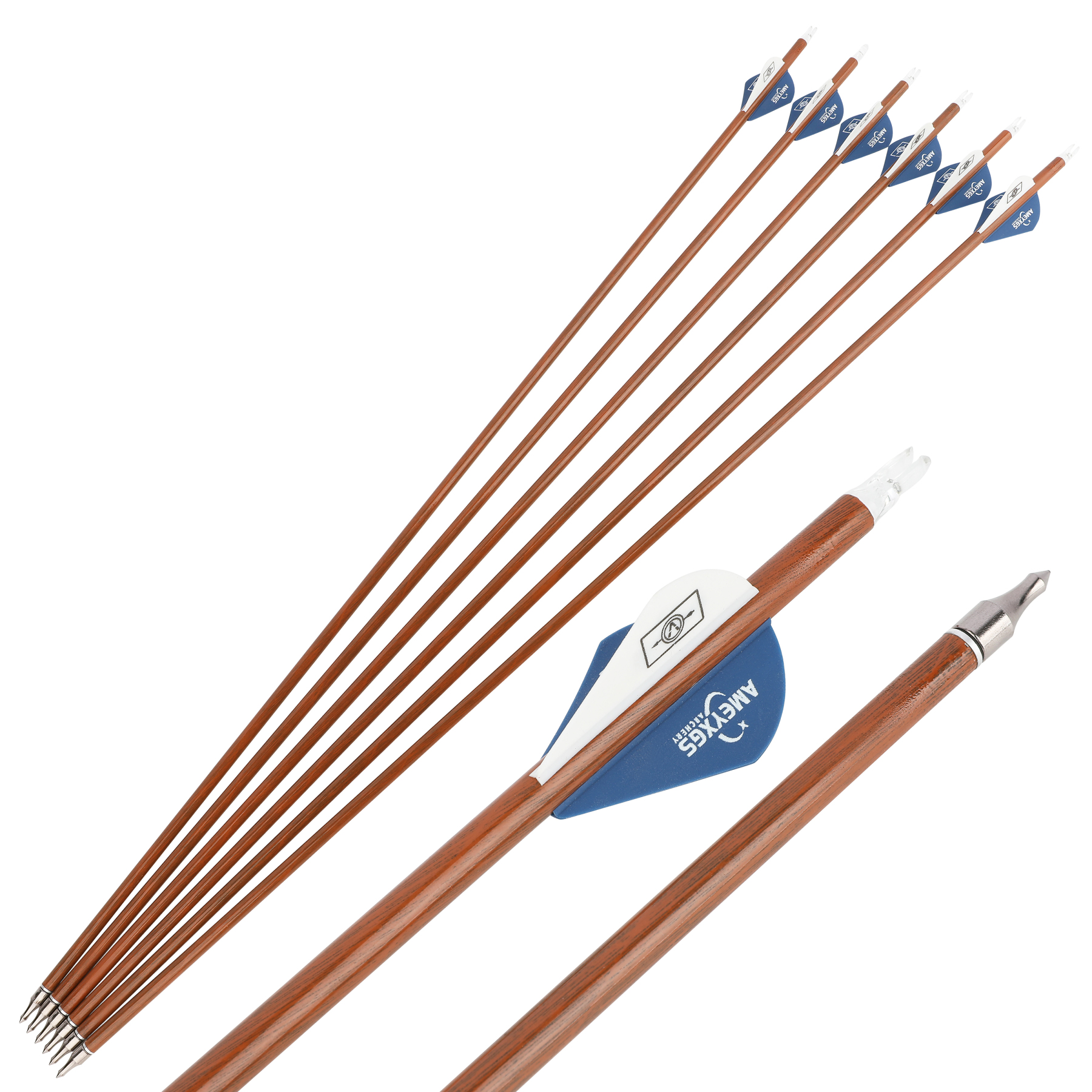 AME 30" Mixed Carbon Arrows, 12 pcs, 100 Grain, Teardrop Fletching