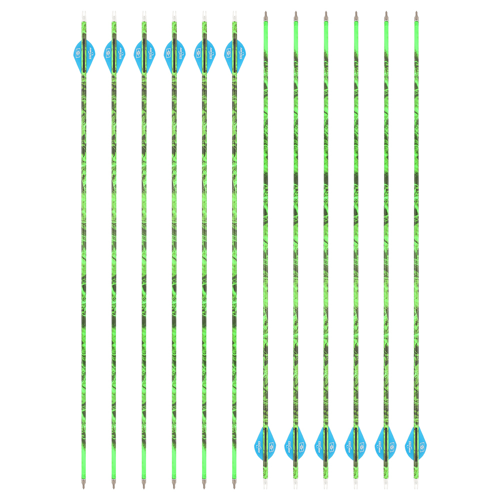 AME ARCHERY 500 Spine Camo Mixed Carbon Arrows with 2" Rubber Vanes (12pcs)