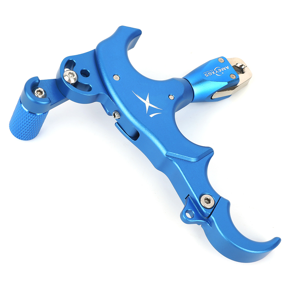 AME Archery X1 Release Aid Blue– Adjustable Three/Four-Finger Trigger, Ambidextrous