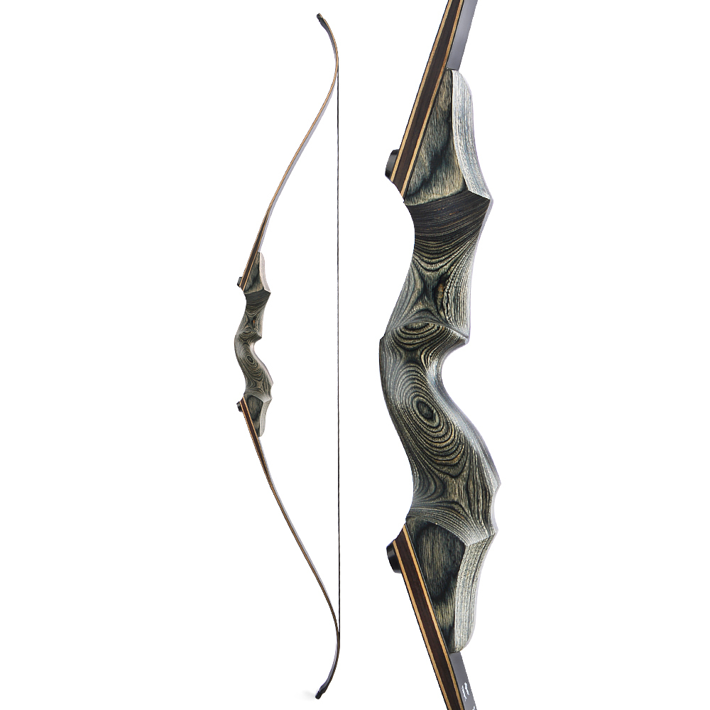 Black Hunter 60" Recurve Bow Set – Gray Laminated Bamboo Limbs