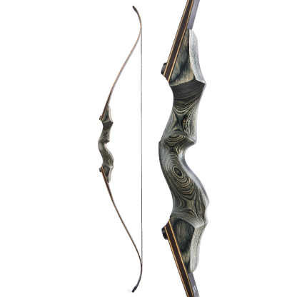 Black Hunter 60" Recurve Bow Set – Gray Laminated Bamboo Limbs