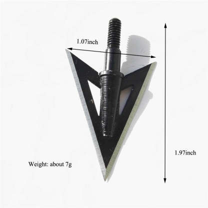 Fixed 2-Blade Broadheads, 100 Grain, 1.07" Cutting Diameter, 12pcs, Metal Hunting Tips