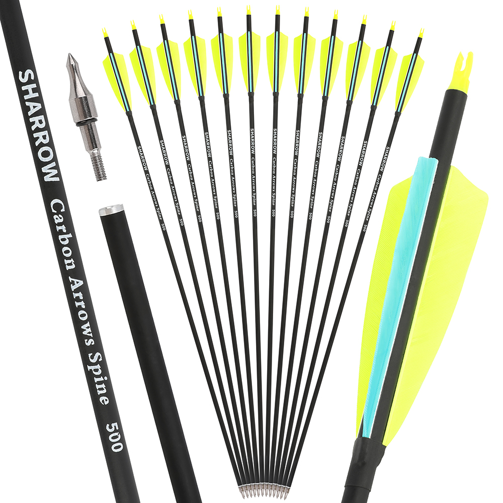 12X Carbon Arrows SP500 ID 6.2mm Arrow Shaft for Hunting 