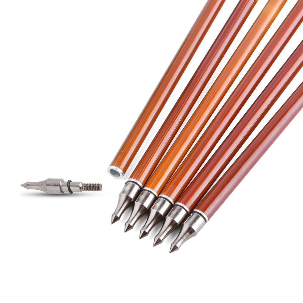 AME ARCHERY 500 Spine Bamboo-Pattern Mixed Carbon Arrows (2 Green 1 White Real Feather, 12pcs)