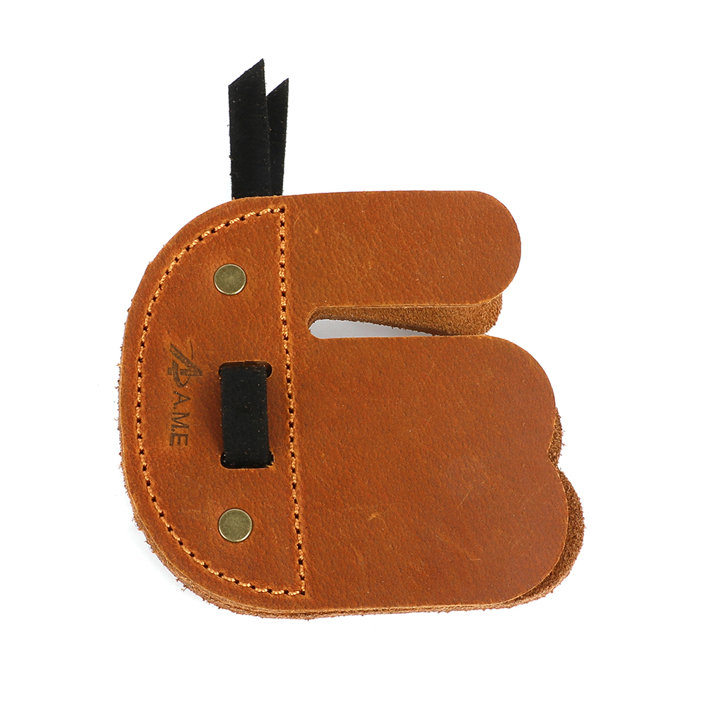 AME ARCHERY AH6 Leather Archery Finger Tab (RH/LH) – 3D Fit Dual-Layer Design, Adjustable Strap