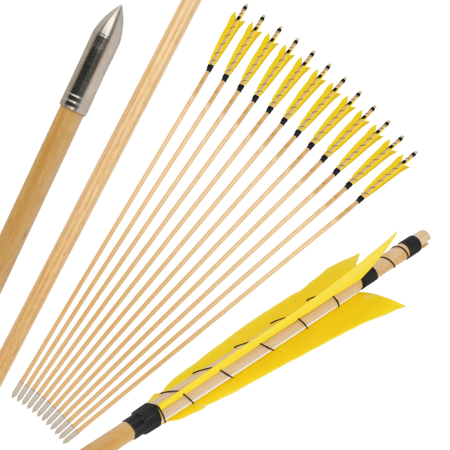[Copy]AME ARCHERY 32" Traditional Wooden Arrow 8/9/10/11/12/13mm Turkey Feather(12pcs)