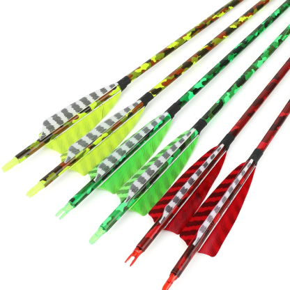30" Carbon Arrows Camo 4" Feather SP500 Archery Hunting