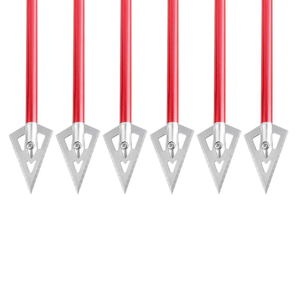 6 pcs Aluminum Mini Bolts for Crossbows, 50-80 lbs, Fixed Blade Broadheads