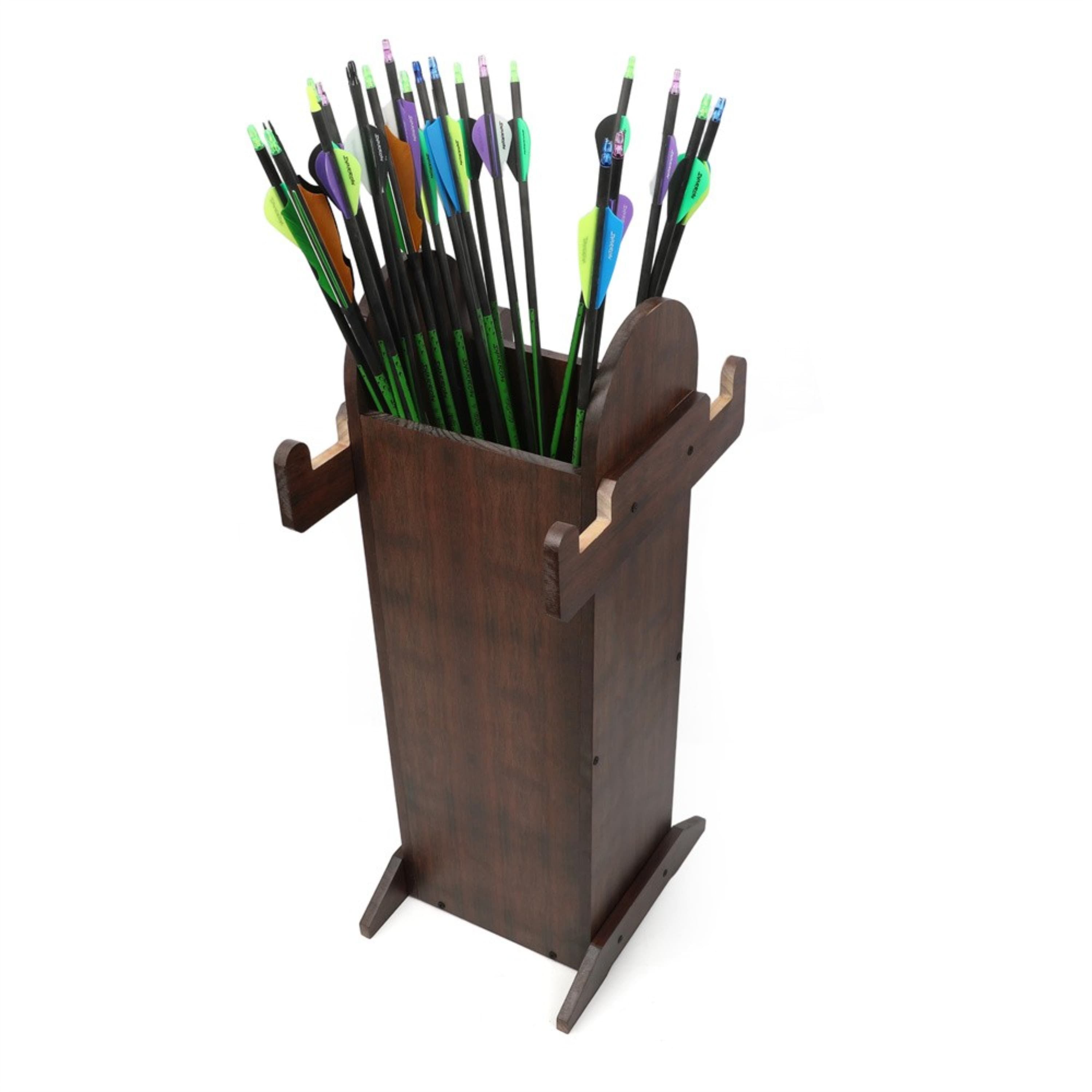 Traditional Wooden Archery Bow Stand Quiver Holder