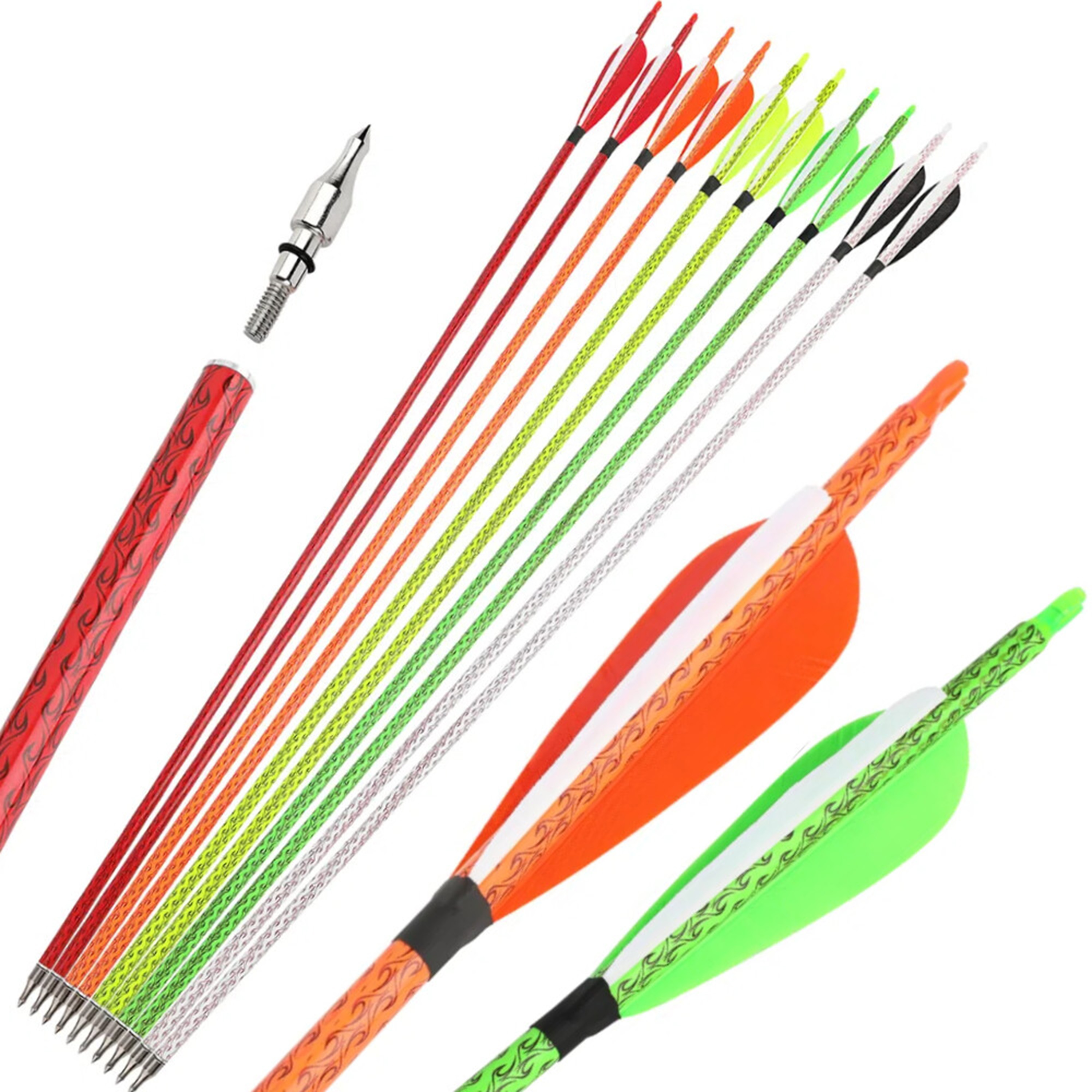 30" Carbon Arrows SP500 Rubber Vanes 100Grain Tips Archery Hunting