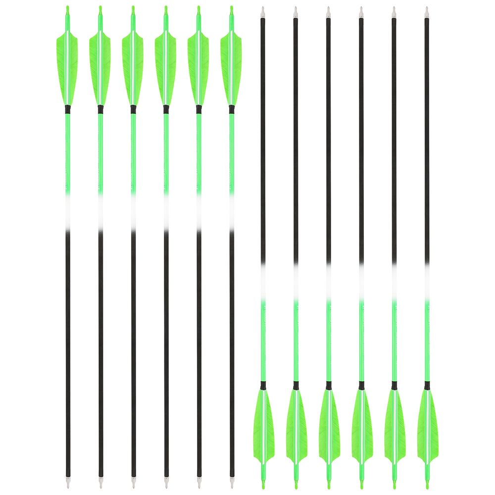 AME ARCHERY Fluorescent Green Mixed Carbon Arrows – Spine 500 (12pcs)