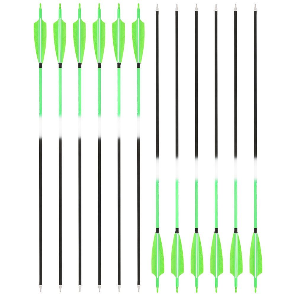 AME ARCHERY Fluorescent Green Mixed Carbon Arrows – Spine 500 (12pcs)