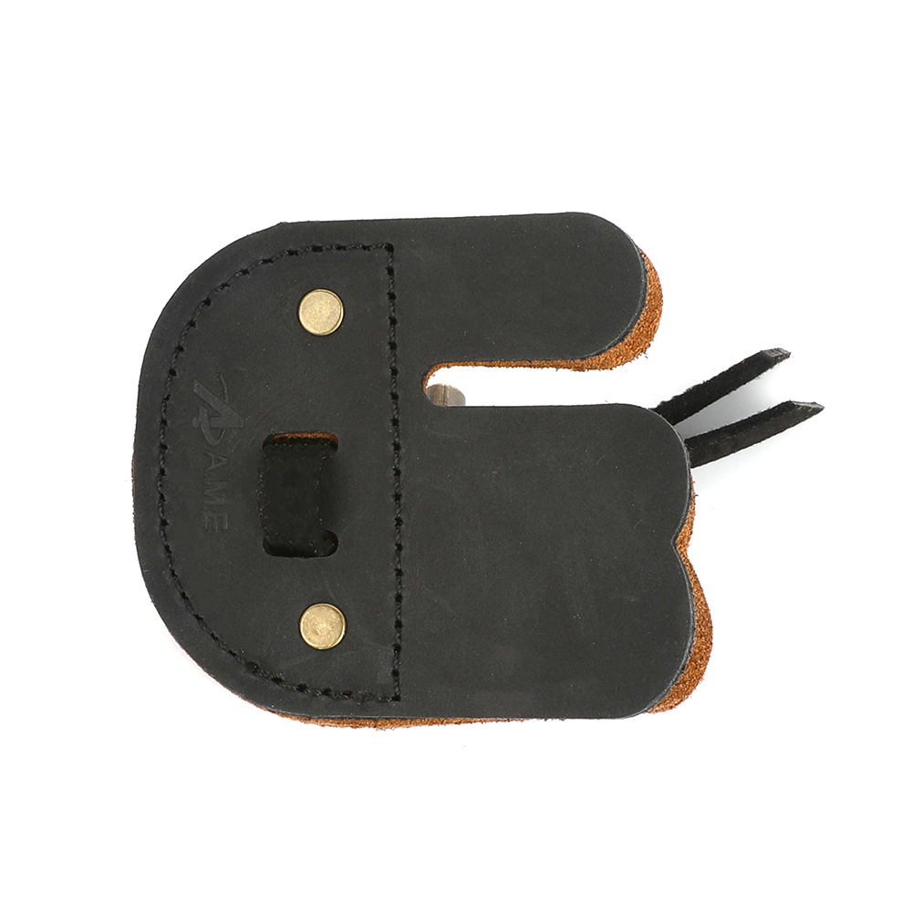 AME ARCHERY AH6 Leather Archery Finger Tab (RH/LH) – 3D Fit Dual-Layer Design, Adjustable Strap