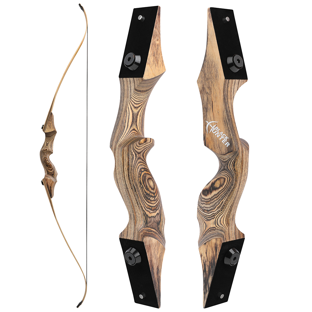 BLACK HUNTER  Takedown Recurve Bow – 60", 20–60lbs, Transparent Fiberglass Bamboo Core, Techwood Riser