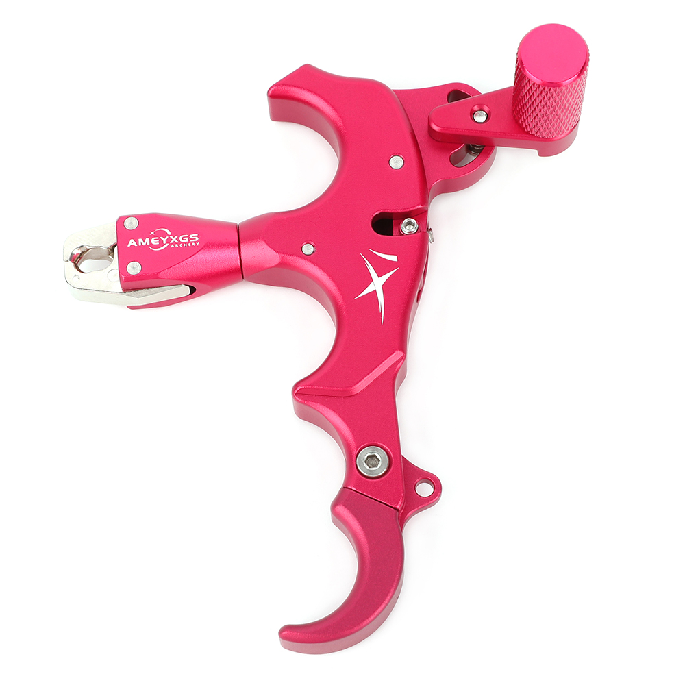 AME Archery X1 Release Aid Red– Adjustable Three/Four-Finger Trigger, Ambidextrous