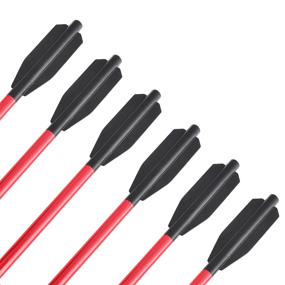 6 pcs Aluminum Mini Bolts for Crossbows, 50-80 lbs, Fixed Blade Broadheads