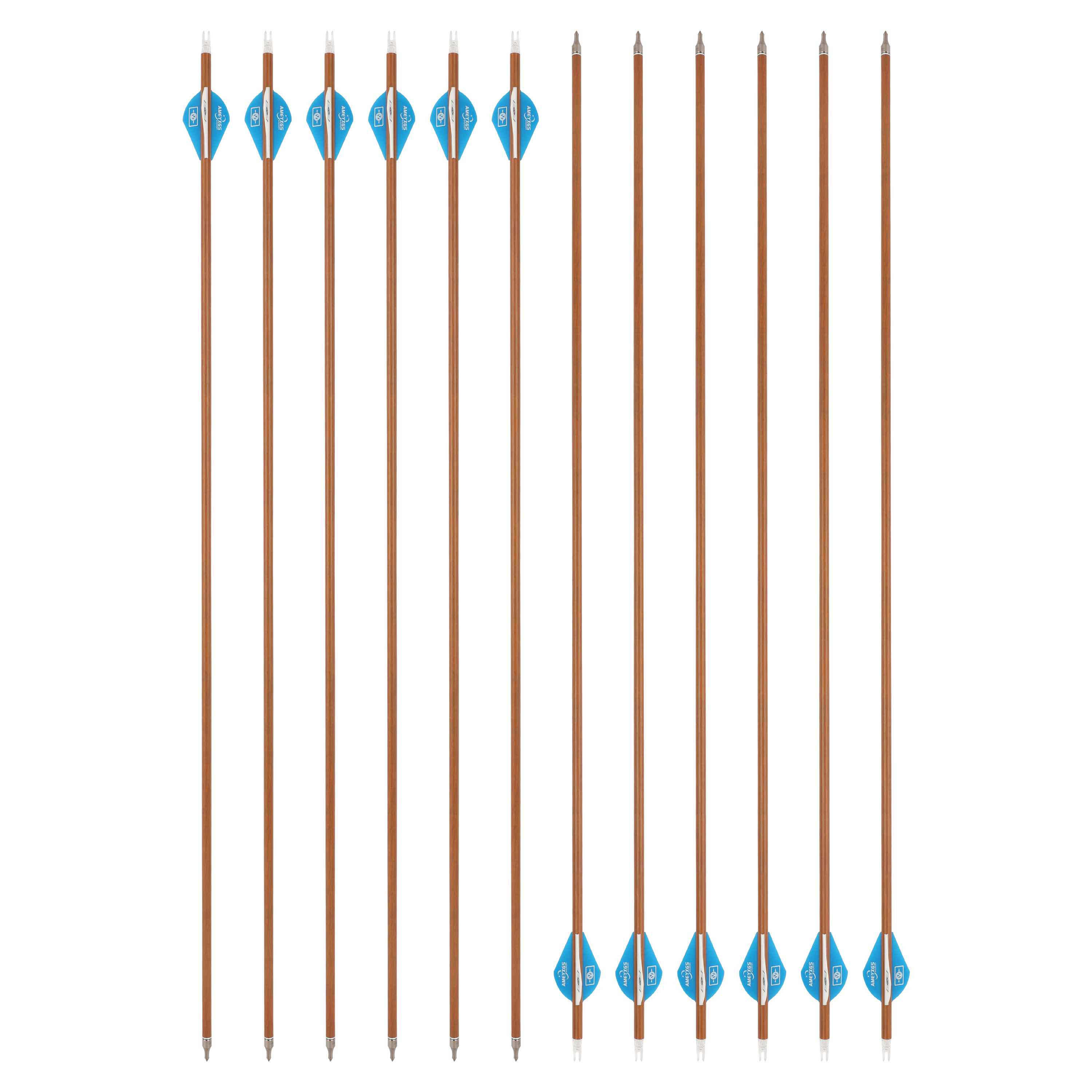 AME 30" Mixed Carbon Arrows, 12 pcs, 100 Grain, Teardrop Fletching