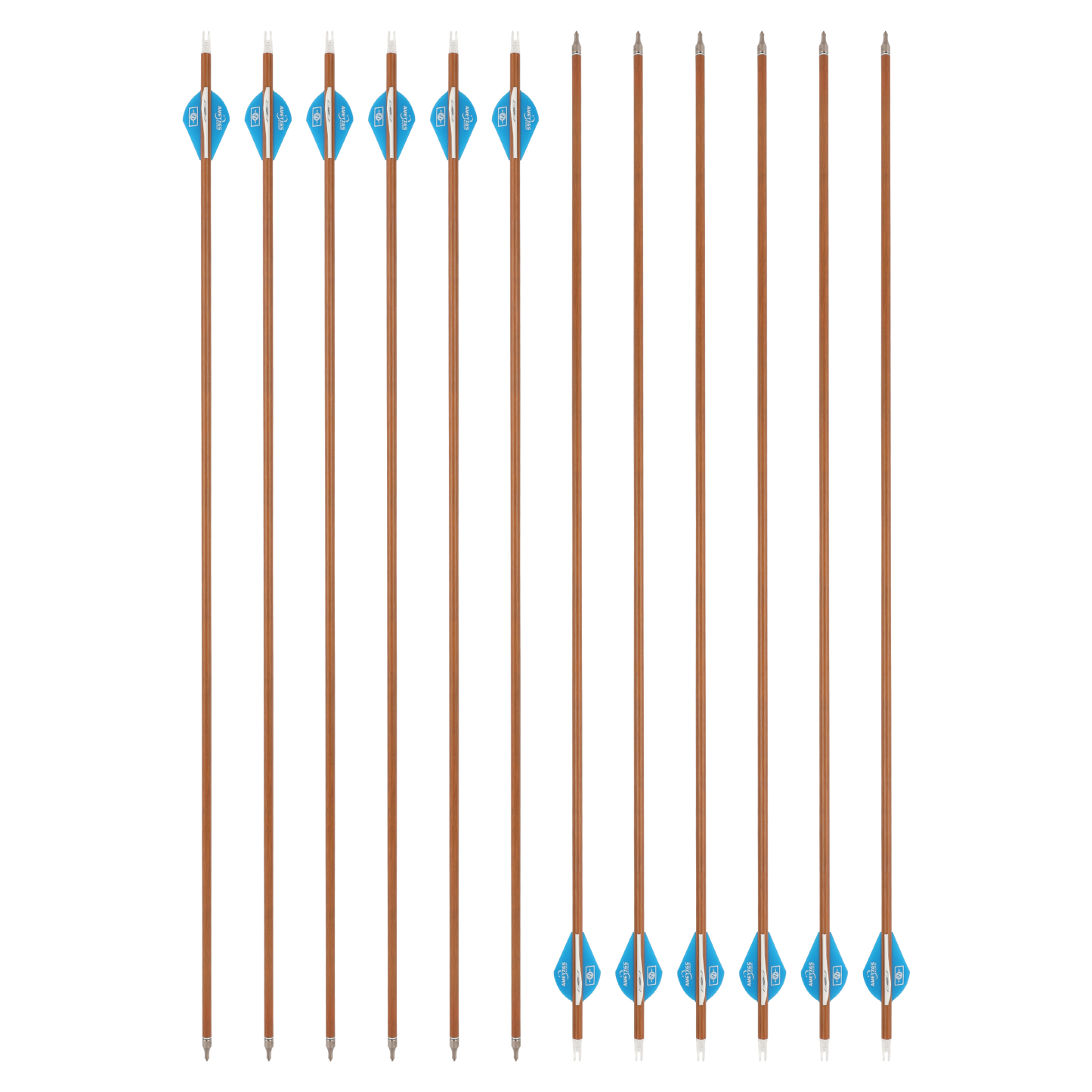 AME 30" Mixed Carbon Arrows, 12 pcs, 100 Grain, Teardrop Fletching