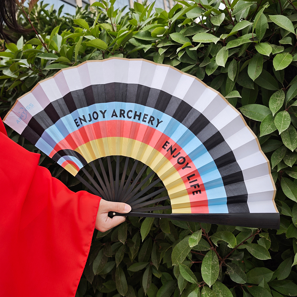 AME ARCHERY Classic Silk Folding Fan – 8" & 10", Waterproof Dual-Sided Prin
