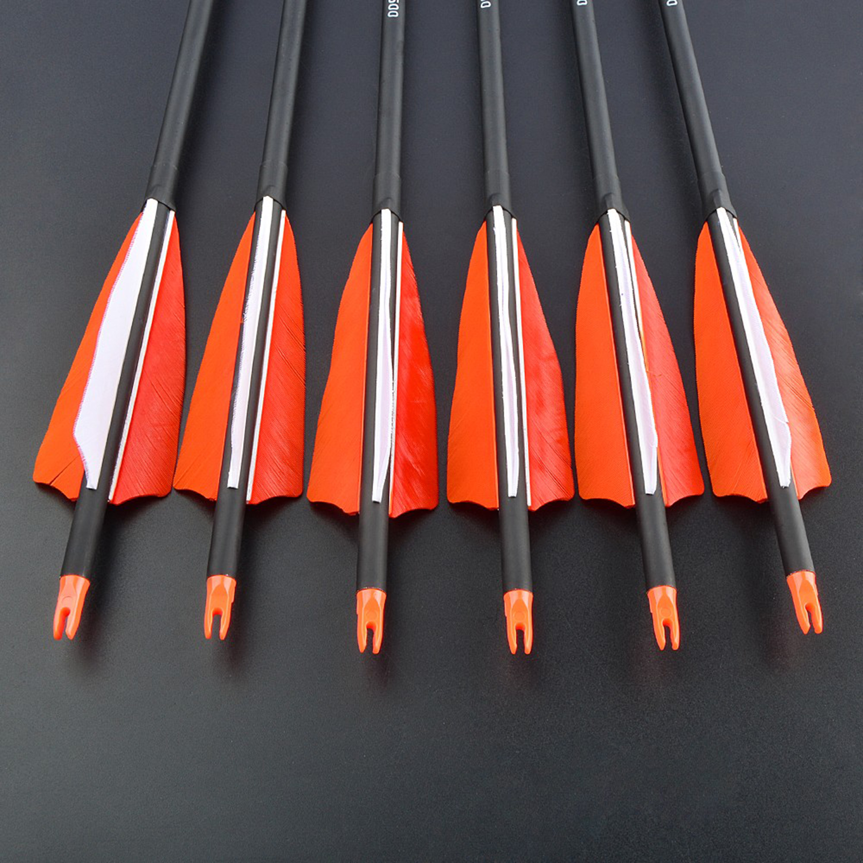 AME ARCHERY Spine500 Mixed Carbon Arrows Natural Feathers (12pcs)