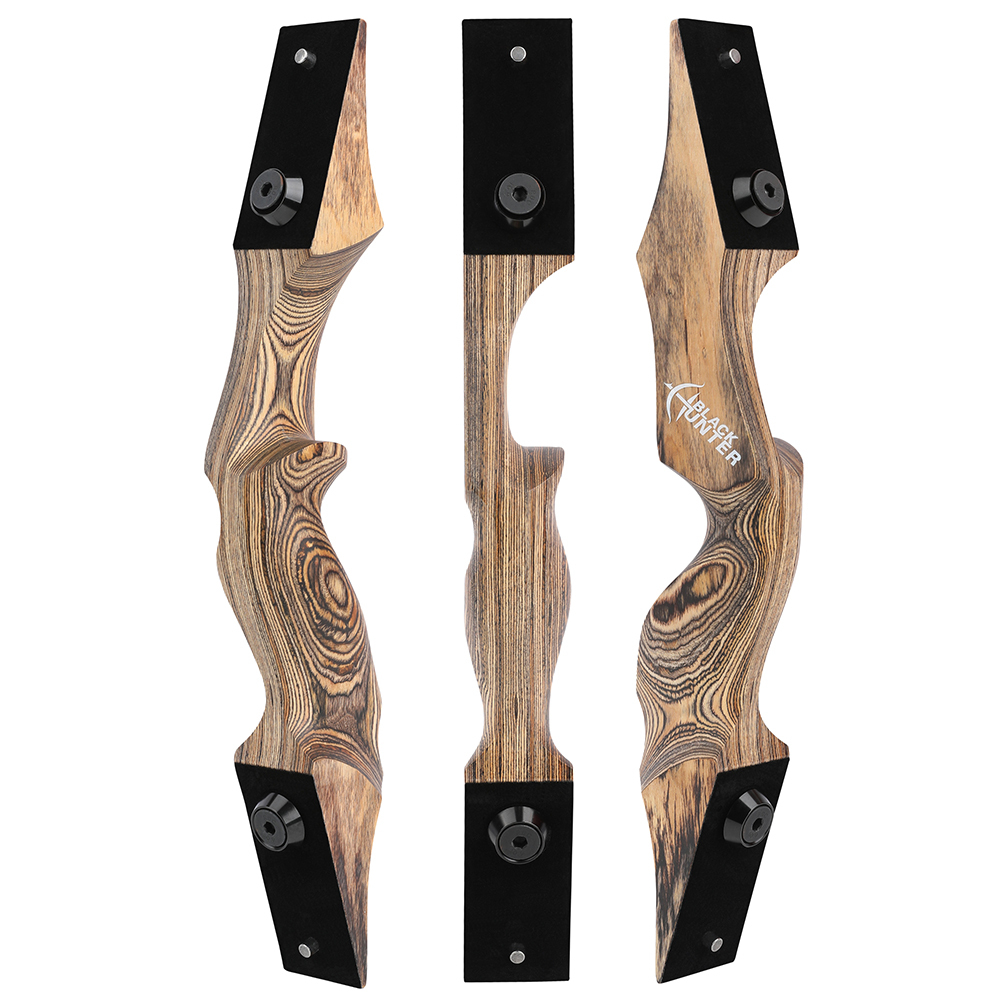 BLACK HUNTER Takedown Recurve Bow – 60", 20–60lbs, Transparent Fiberglass Bamboo Core, Techwood Riser