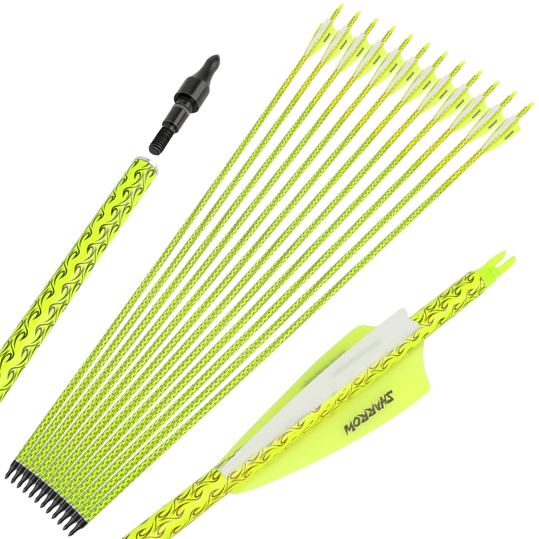 30" Carbon Arrows SP500 Rubber Vanes 100Grain Tips Archery Hunting