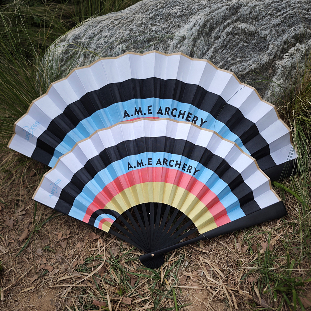AME ARCHERY Classic Silk Folding Fan – 8" & 10", Waterproof Dual-Sided Prin