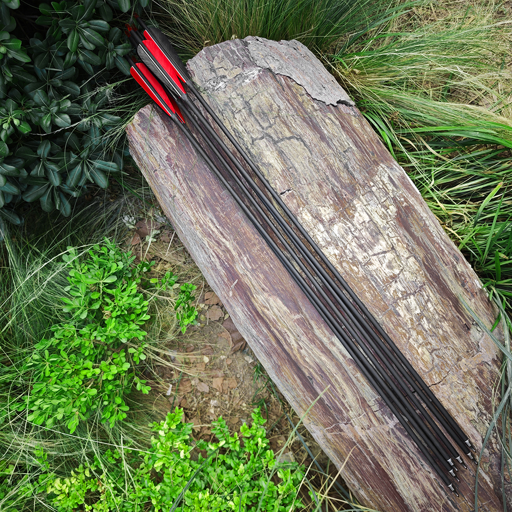 AME Archery 33inch 500-Spine Hybrid Carbon Arrows for Long Bow Hunting(12pcs)