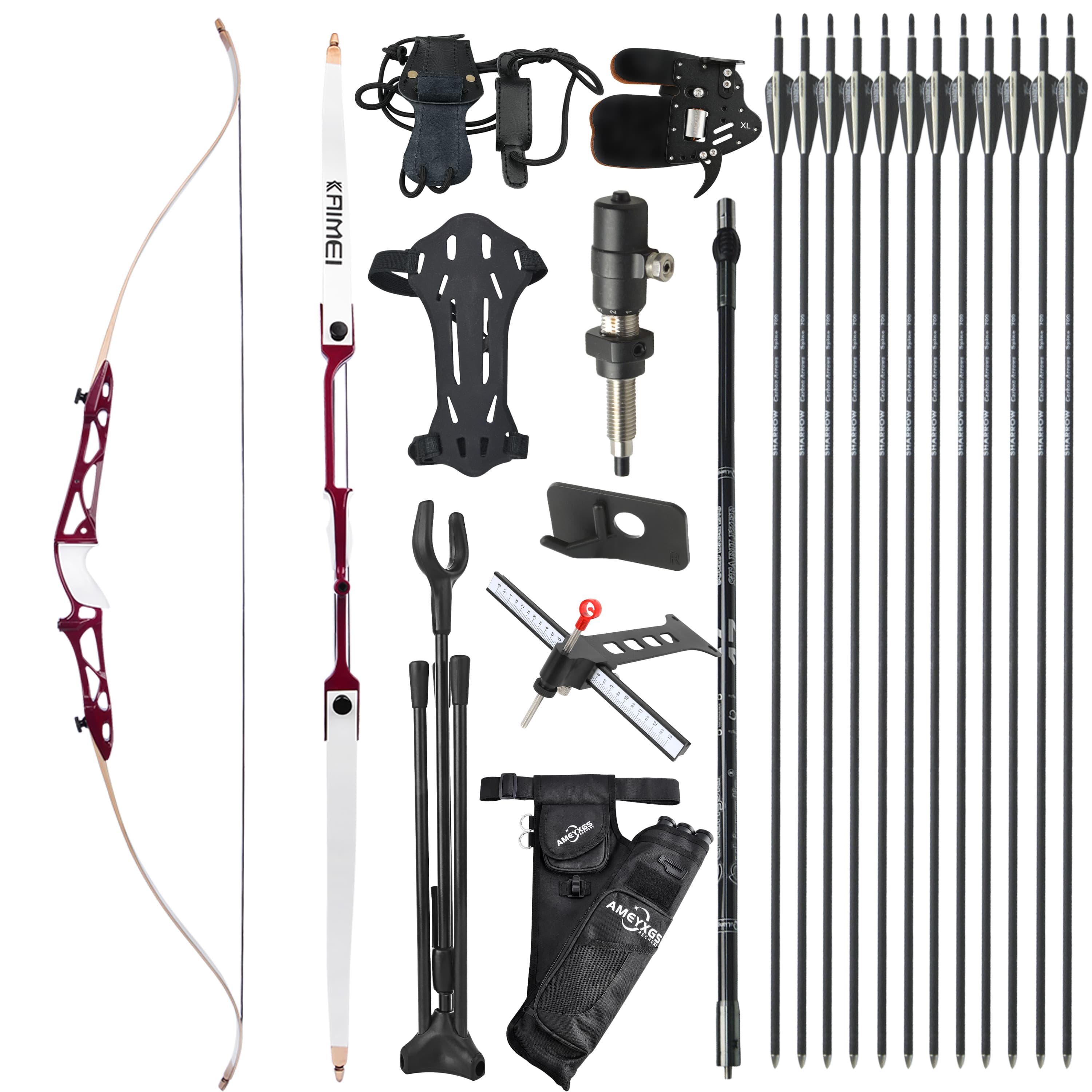 KAIMEI 66" 68" 70" Archery Takedown Recurve Bow Arrows Set