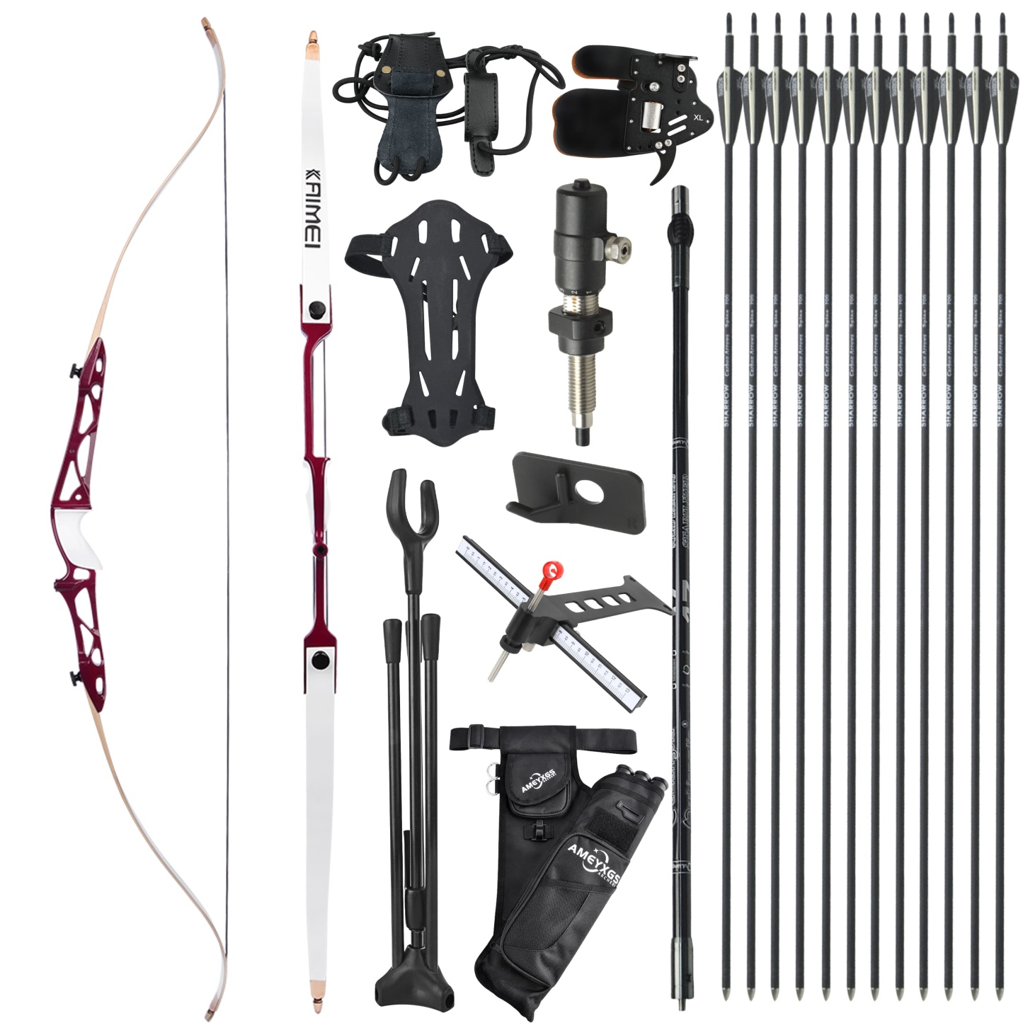 KAIMEI 66" 68" 70" Archery Takedown Recurve Bow Arrows Set