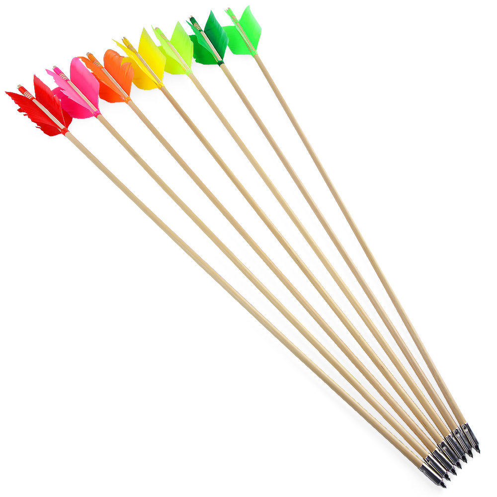 Traditional Indonesian Whitewood Arrows, 32", 8.5mm, Natural Turkey Feathers, 7pcs Set