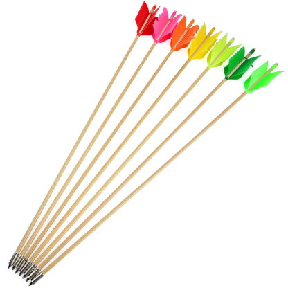 Traditional Indonesian Whitewood Arrows, 32", 8.5mm, Natural Turkey Feathers, 7pcs Set