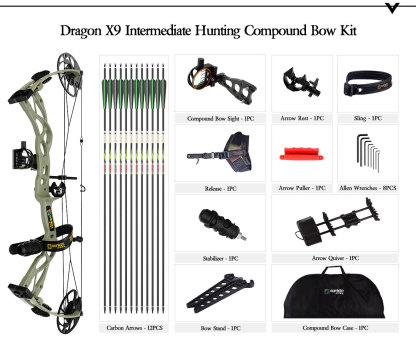 SANLIDA ARCHERY Dragon X9 Intermediate Hunting Compound Bow Pro Kit