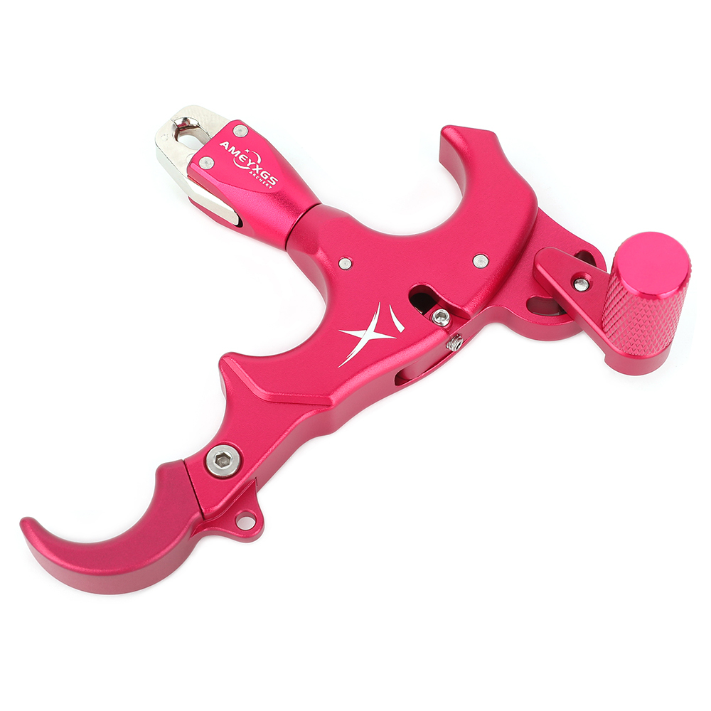 AME Archery X1 Release Aid Red– Adjustable Three/Four-Finger Trigger, Ambidextrous