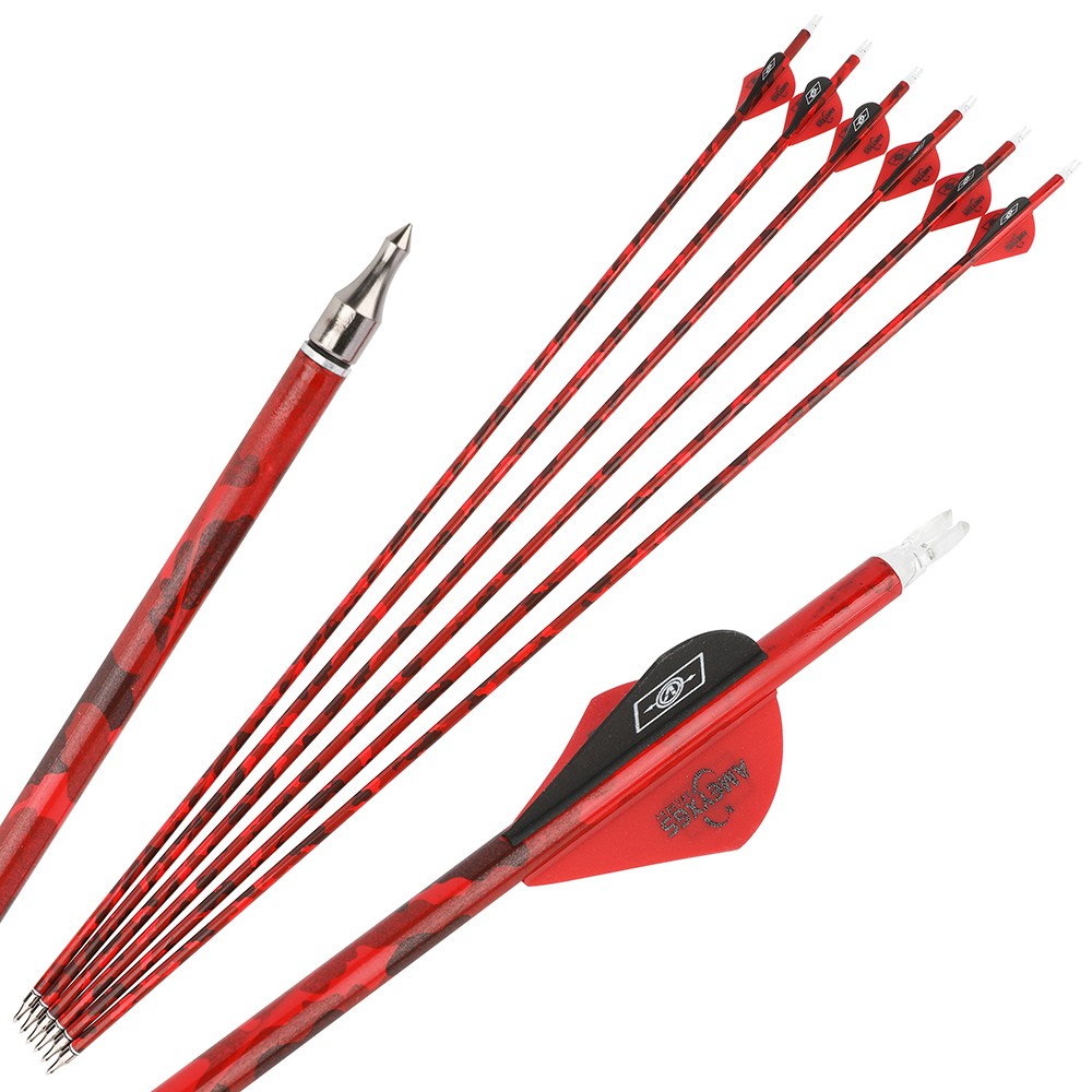 500 Spine Camo Mixed Carbon Arrows with 2" Rubber Vanes (12pcs)