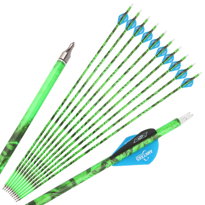 AME ARCHERY 500 Spine Camo Mixed Carbon Arrows with 2" Rubber Vanes (12pcs)