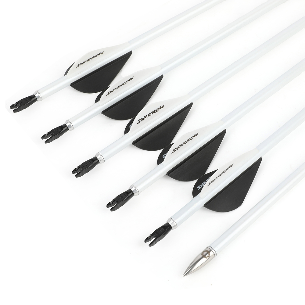 AME ARCHERY WML2 600 Spine 2-Inch 2 Black 1 White Drop Vane Carbon Arrows (12pcs)
