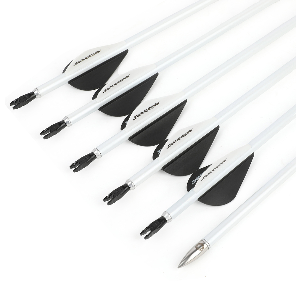 AME ARCHERY WML2 600 Spine 2-Inch 2 Black 1 White Drop Vane Carbon Arrows (12pcs)
