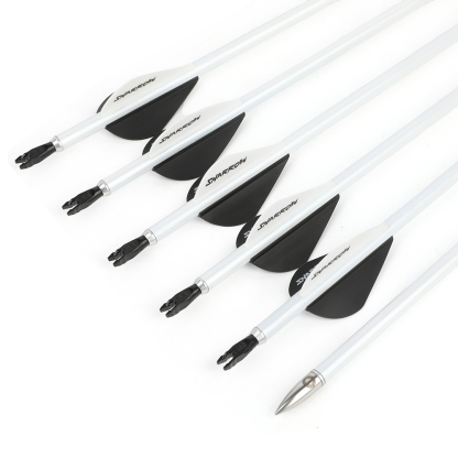 AME ARCHERY WML2 600 Spine 2-Inch 2 Black 1 White Drop Vane Carbon Arrows (12pcs)