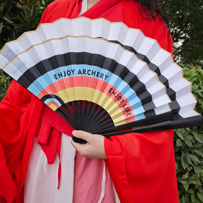 AME ARCHERY Classic Silk Folding Fan – 8" & 10", Waterproof Dual-Sided Prin