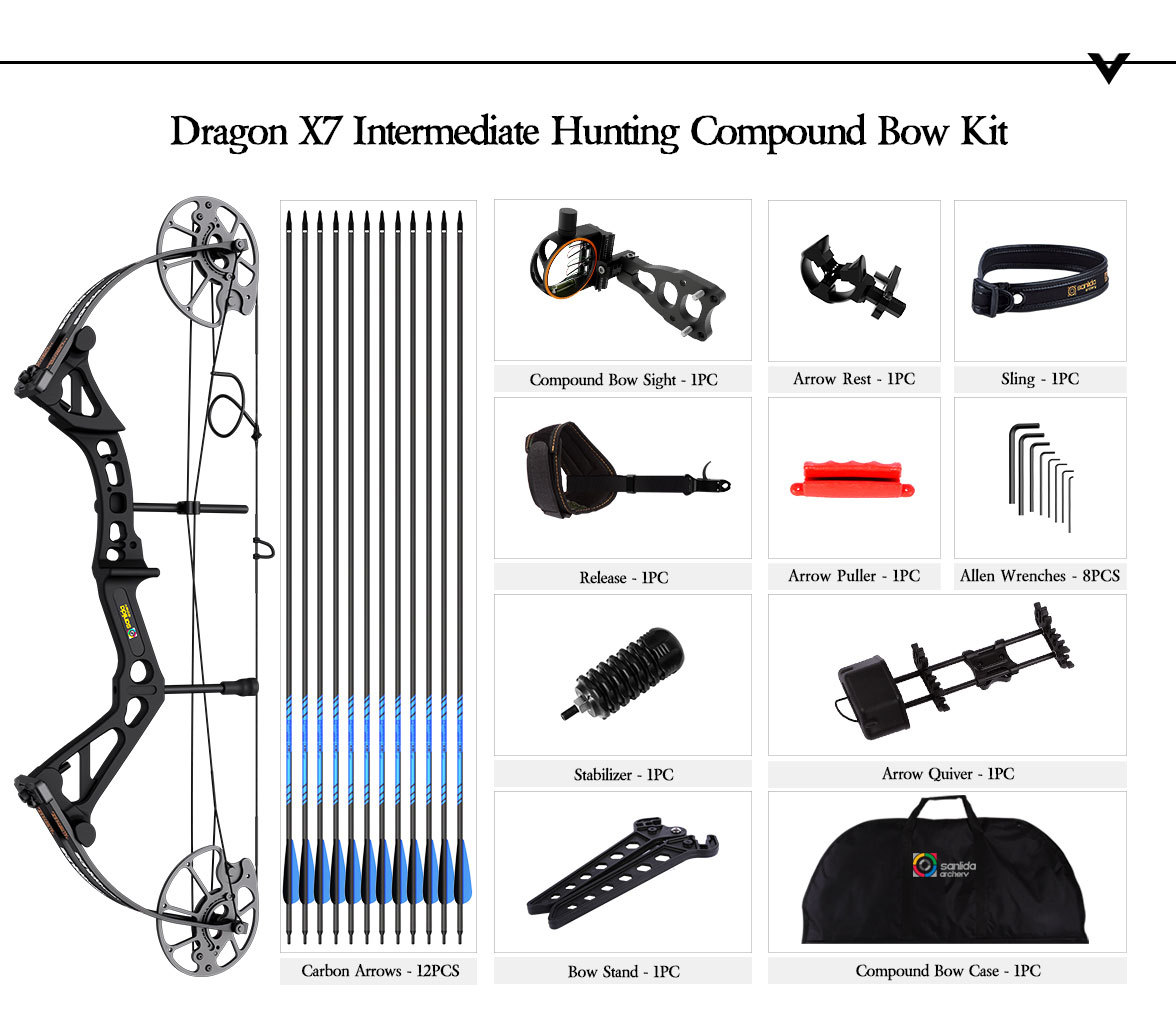 SANLIDA ARCHERY Dragon X7 Intermediate Hunting Compound Bow Kit