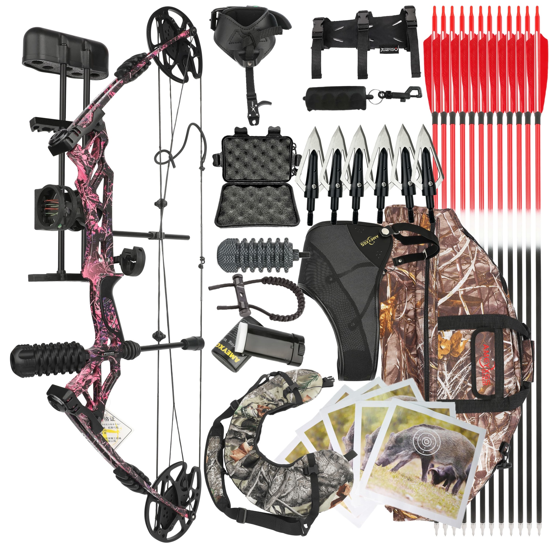 KAIMEI HAN  Hunting Compound Bow Arrows Set 30-70lbs Adjustable 