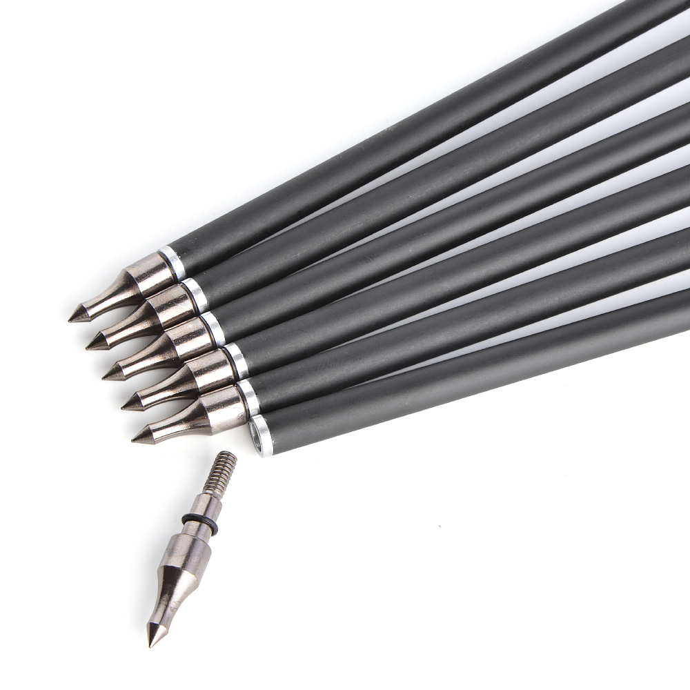 AME ARCHERY Spine500 Mixed Carbon Arrows with 2 Pink & 1 White Natural Feathers (12pcs)