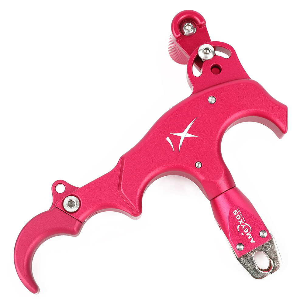AME Archery X1 Release Aid Red– Adjustable Three/Four-Finger Trigger, Ambidextrous