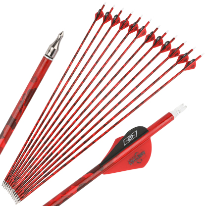 500 Spine Camo Mixed Carbon Arrows with 2" Rubber Vanes (12pcs)