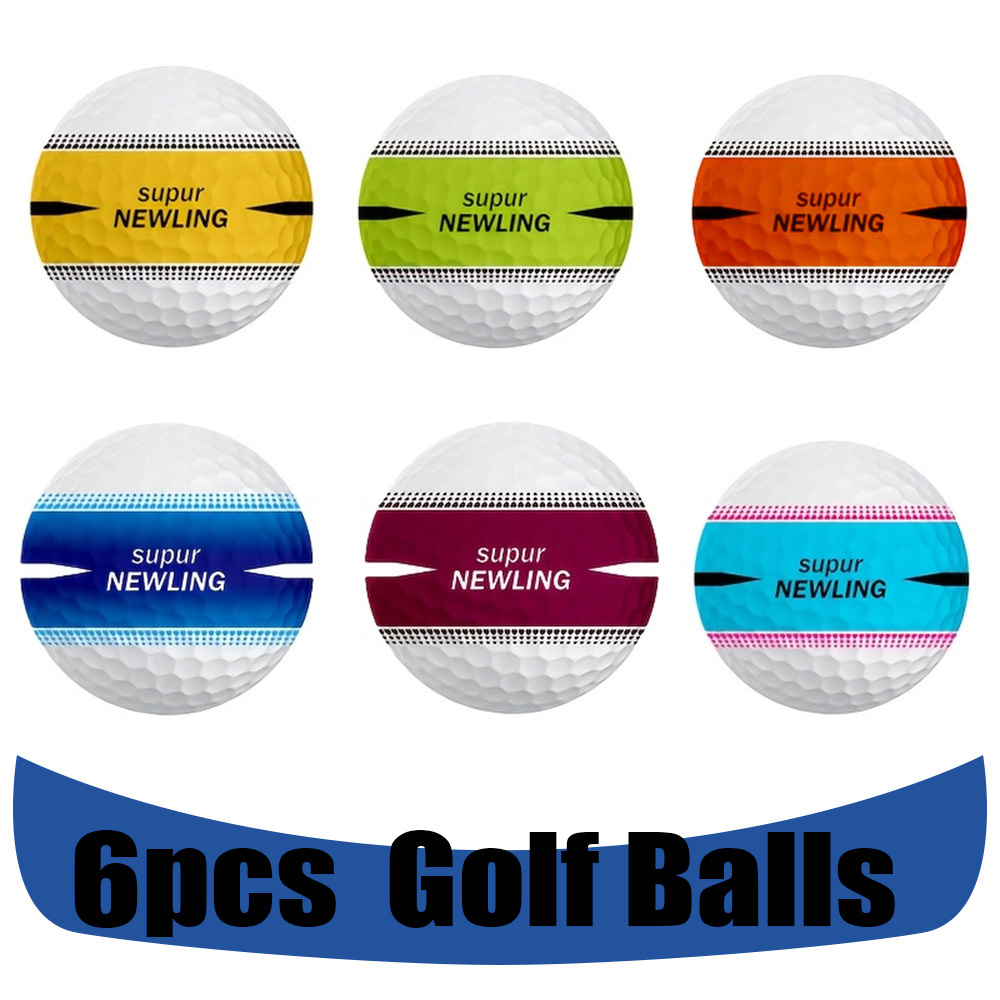 Rubber Golf Practice Balls - 6-Pack for Indoor/Outdoor Training