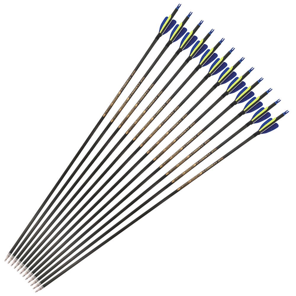 AME ARCHERY 2-inch Heart-Shaped True Feather Pure Carbon Arrows(12PCS)