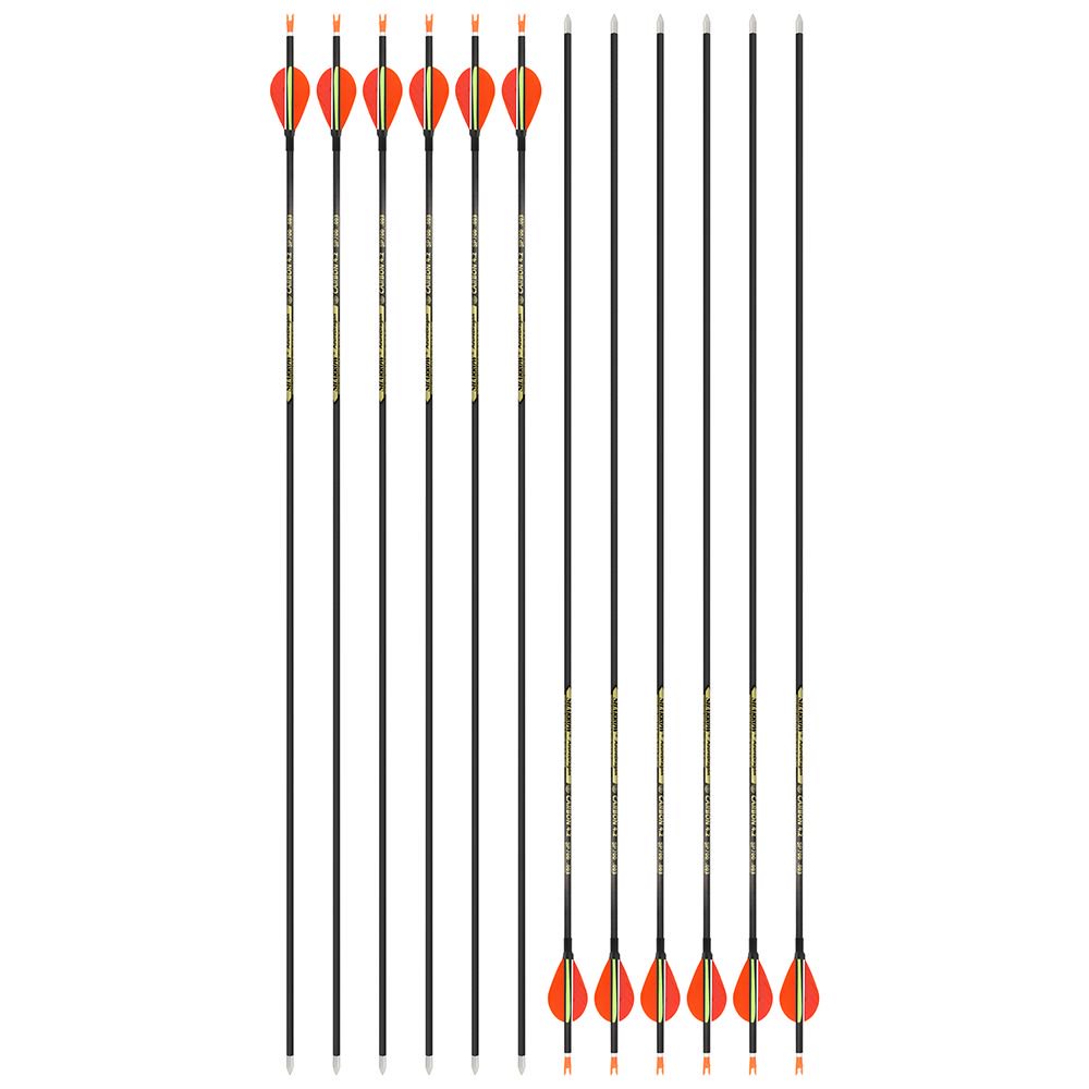 AME ARCHERY 2-Inch Drop-Shaped Nature Feather Pure Carbon Arrows – Spine 700–1000, 0.001'' (12pcs)