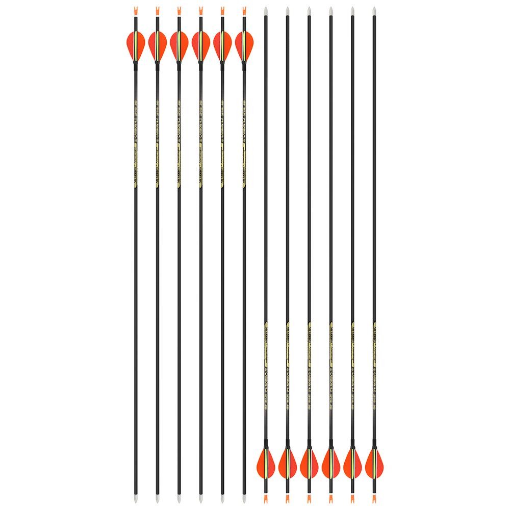 AME ARCHERY 2-Inch Drop-Shaped Nature Feather Pure Carbon Arrows – Spine 700–1000, 0.001'' (12pcs)